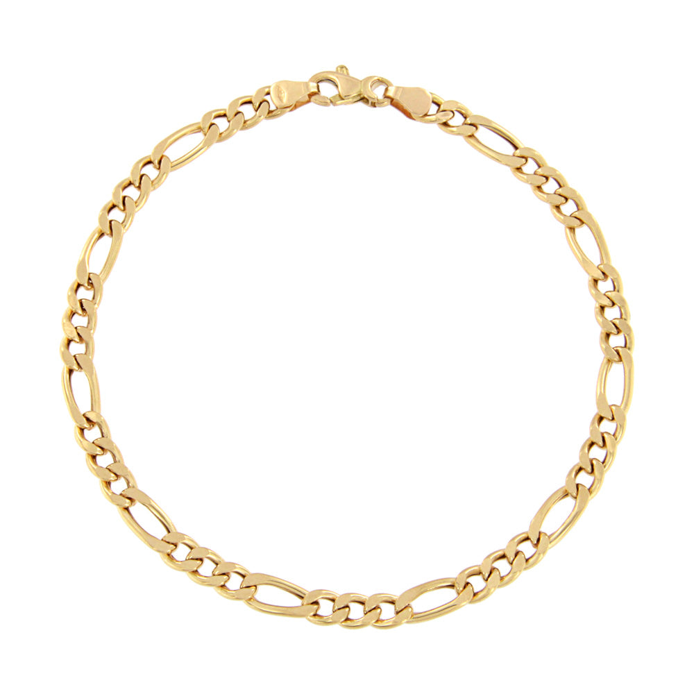 18ct gold Diamond figaro bracelet 3+1