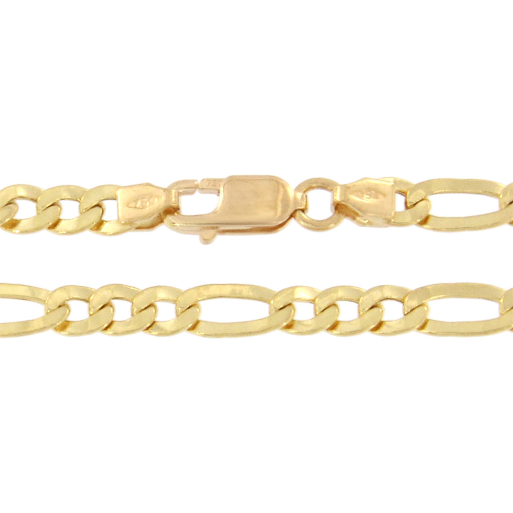 18ct gold Mirror figaro Chain 3+1